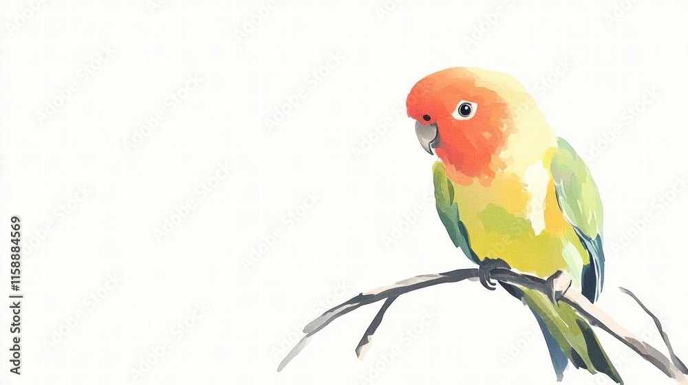 Aufkleber vibrant parrot illustration perched on a branch with ample space for creative text placement. genera