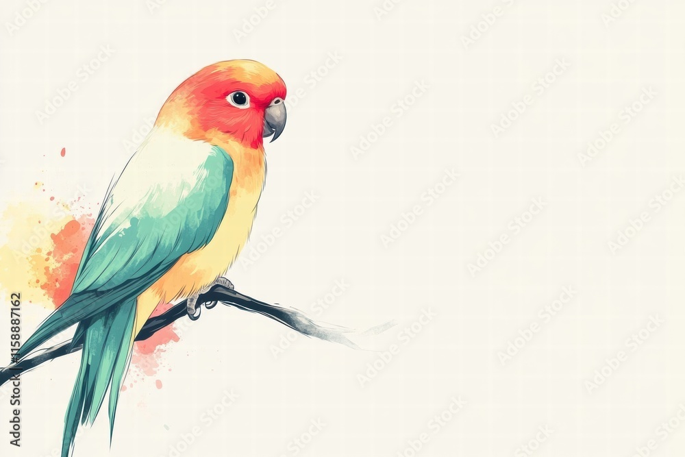 Leinwandbilder bright parrot perched on a branch with vibrant colors and ample copy space for custom text. generati
