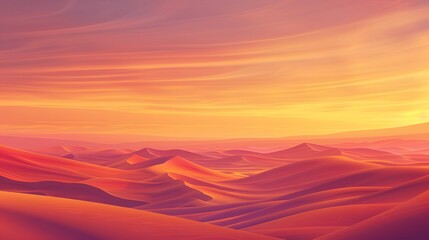 Fototapeta premium Red rolling hills sunset vibrant colors peaceful landscape.