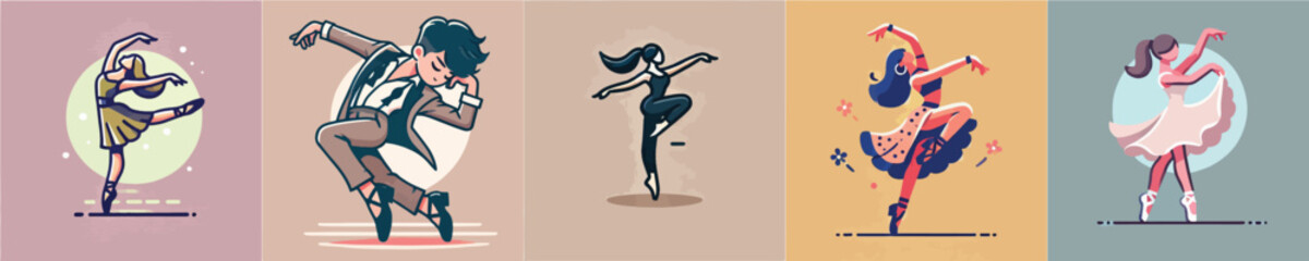 Vector collection of a person dancing ballet happily © ngentutgajah