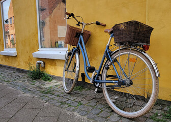 vintage bicycle on a cobblestone street