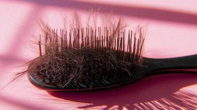 Pelo sobre un peine. Concepto alopecia y calvicie. 