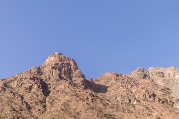 Rocky hills landscape with clear blue sky in Taif city, Saudi Arabia