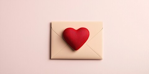 Valentine Love letter with red heart. Envelope with a red heart on top, symbolizing love and affection.
