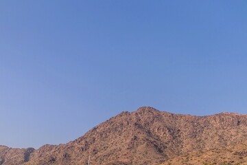 Rocky mountains landscape with clear blue sky in Taif city, Saudi Arabia