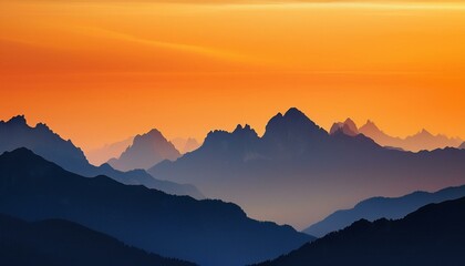 Fototapeta premium sunset in the mountains, forest, dawn, valley, view, light, horizon, tree, hills,