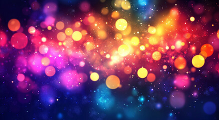 Colorful Bokeh Light Particles in Pink Yellow and Blue