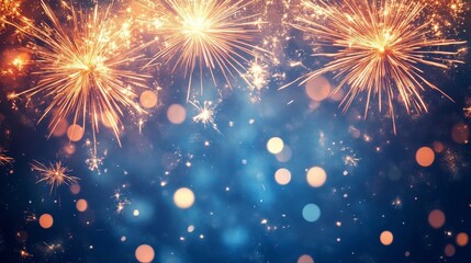 Obraz premium Festive Fireworks Display, Colorful Bokeh Lights, Celebratory Sparkles, Night Sky Fireworks, Vibrant Celebration Scene