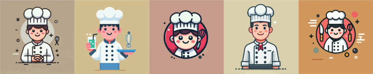 Vector collection of a smiling chef