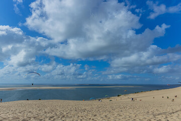 People paragliding at the Dune of Pilat