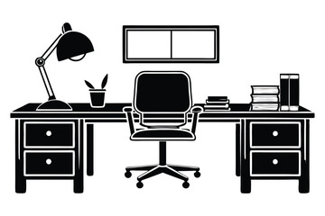 set of office furniture silhouette vector illustration