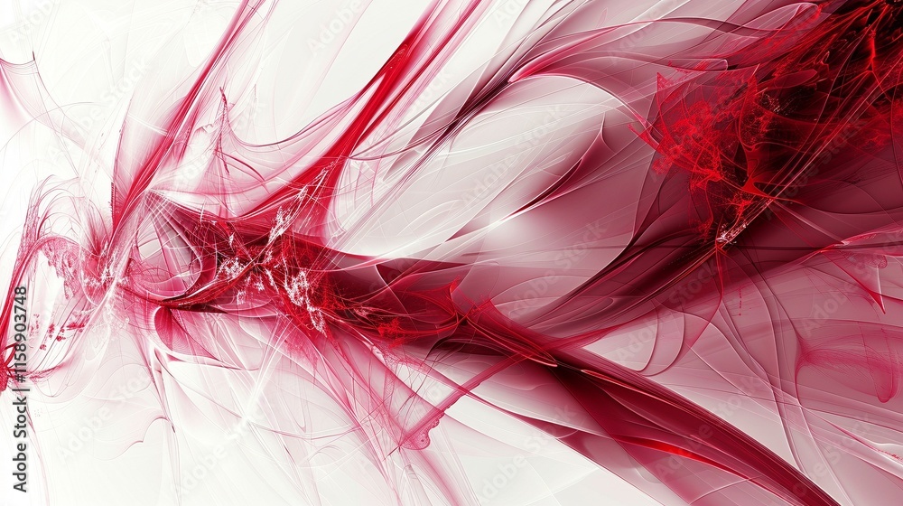 Aufkleber dynamic red and white abstract composition 3d rendering image. artistic flow. visual movement backgr