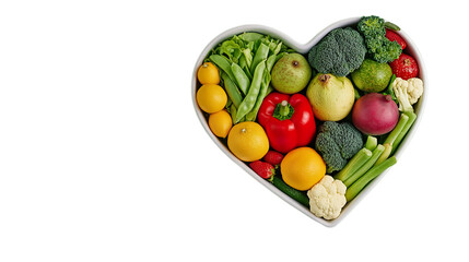 Heart-Shaped Bowl with Fresh Fruits Kiwi Blueberries Raspberries Grapefruit