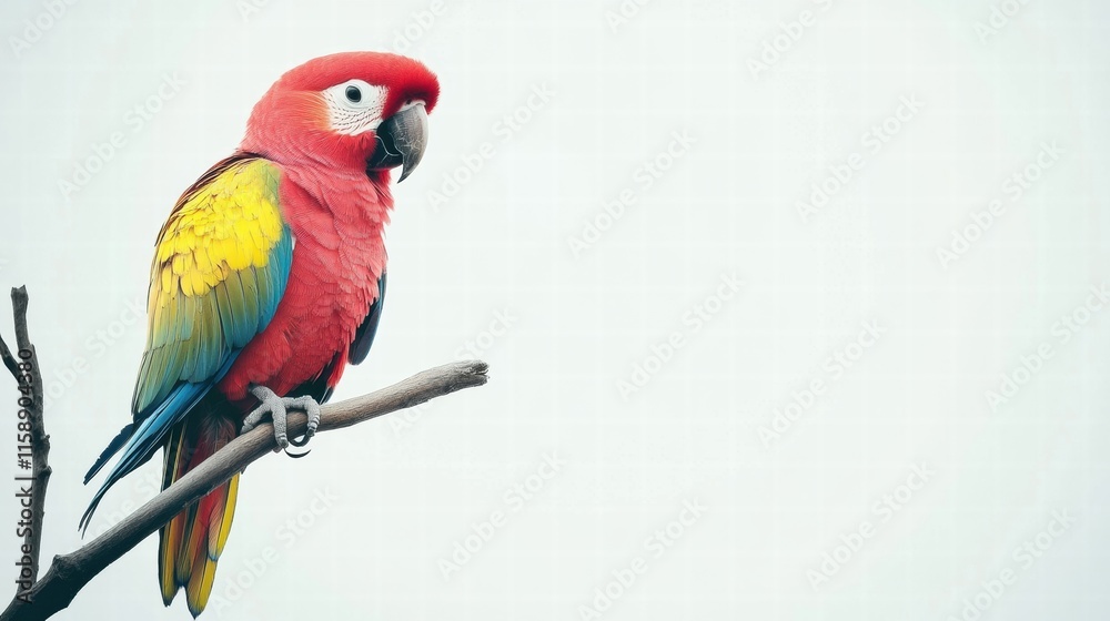 Fototapete bright parrot perched on branch with ample copy space for text and design integration. generative ai