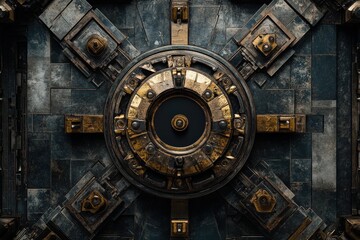 Obraz premium A Detailed Image Of A Steampunk Style Mechanical Panel