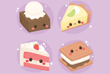 hand drawn kawaii food illustrations