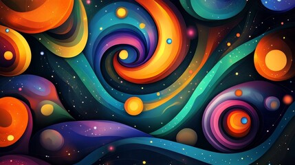 Colorful Cosmic Swirl Digital Graphic, Space Art with Vibrant and Abstract Patterns, Astronomy Inspired Image