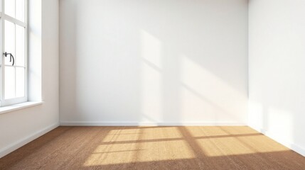 Sunlight Illuminates an Empty Room with Tan Carpet and a Single Window