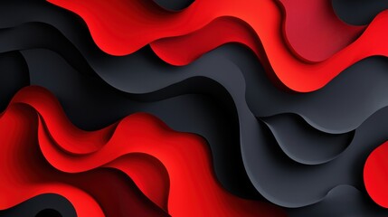 3D abstract wave background gradient design from crimson red to dark black