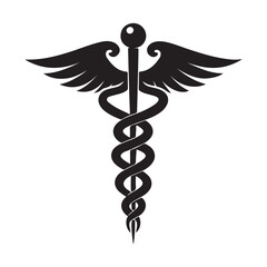 Silhouette caduceus medicine science disease icon and vector