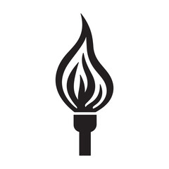 Burning flame torch silhouette vector icon illustration