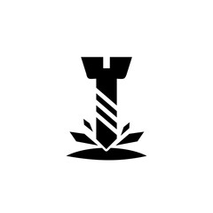 Self-tapping screw is screwed into the material shavings scatter icon isolated on white background.