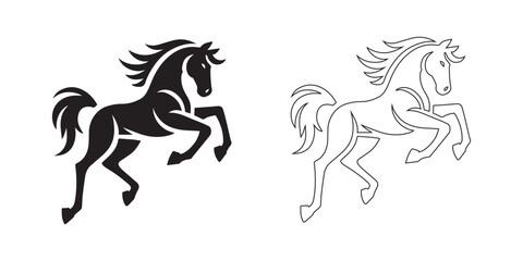 horse silhouette. black color bold and line vector illustrations eps 10 on a white background.
