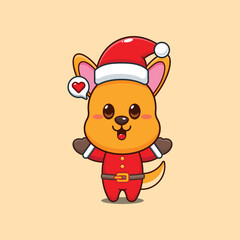 Cute kangaroo as a santa claus in Christmas day.