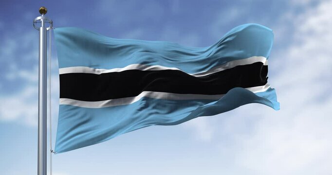 Botswana national flag waving on a clear day
