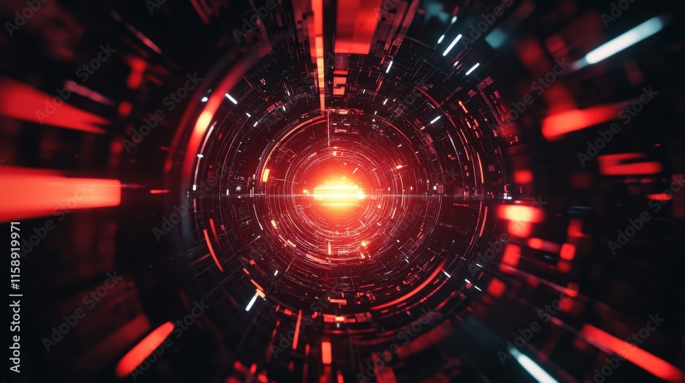 Poster abstract futuristic technology background with red circular patterns