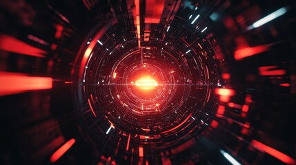 Obraz premium Abstract Futuristic Technology Background with Red Circular Patterns