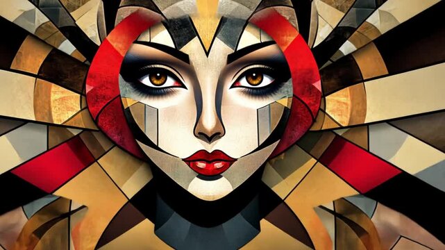 Abstract portrait of a woman with a mask
