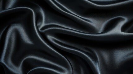 Obraz premium Luxurious Black Silk Fabric Texture with Smooth Draped Appearance