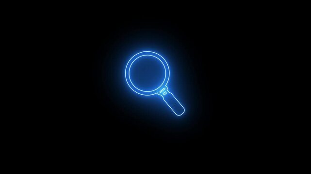 Search bar neon icon search tool magnify zoom Animation Isolated on black background