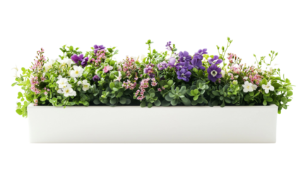 Floor flower arrangement in a white flower box, aesthetic, isolated