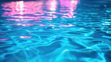 Neon Reflections on Water Surface