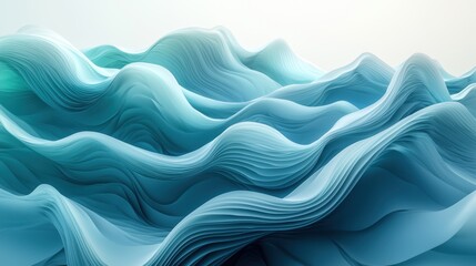 Abstract Teal Waves: A Serene Digital Landscape