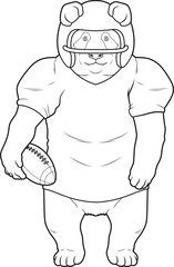 Panda American Football Helmet Animal Vector Graphic Art Illustration