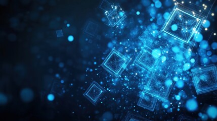 Dynamic Blue Abstract Background with Floating Geometric Shapes