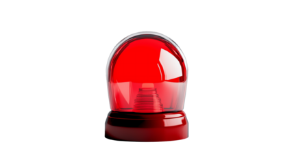 Red siren isolated on transparent background, emergency alert signal