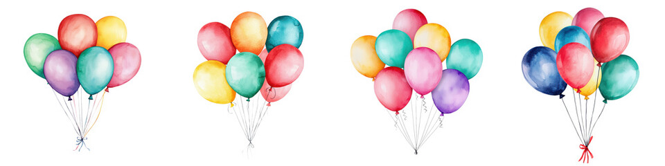 Vibrant bouquet of multicolored balloons floating freely in the air creating a cheerful and celebratory atmosphere for a festive event or party