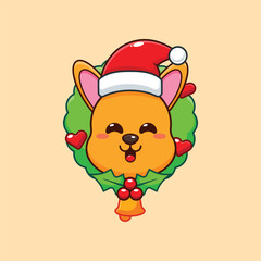 Cute kangaroo in christmas day cartoon vector illustration.