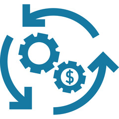 Automated earnings, automated income, cash flow icon