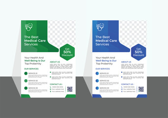 Corporate healthcare and medical flyer or poster design layout template for print