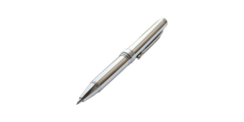Metallic Pen Isolated on Transparent Background.