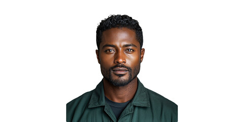 Man in Green Uniform Isolated on Transparent Background.