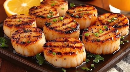 Grilled Scallops with Lemon