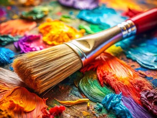 Obraz premium Close-Up Brush Palette Painting Art Supplies Oil Paint Acrylic Paint Watercolor Paint Studio Still Life