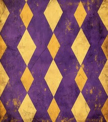 Fototapeta premium Abstract background featuring a textured diamond pattern in shades of purple and gold, suitable for use in festive and celebratory designs and projects.