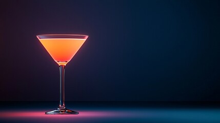 A Stunning 3D Illustration of a Vibrant Cocktail Glass Glowing in a Dimly Lit Ambience with Brilliant Colors.